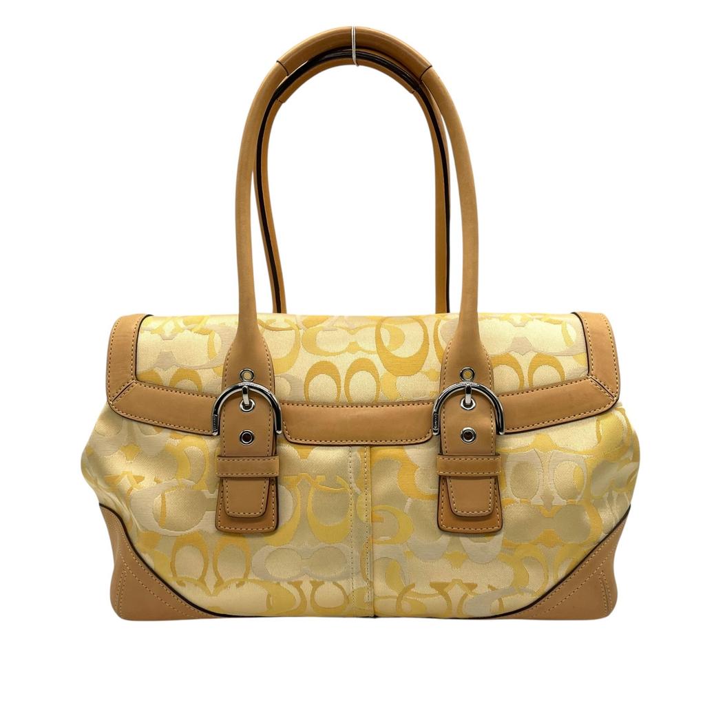Used COACHHandbag yellow/Brown canvas/leather Women
