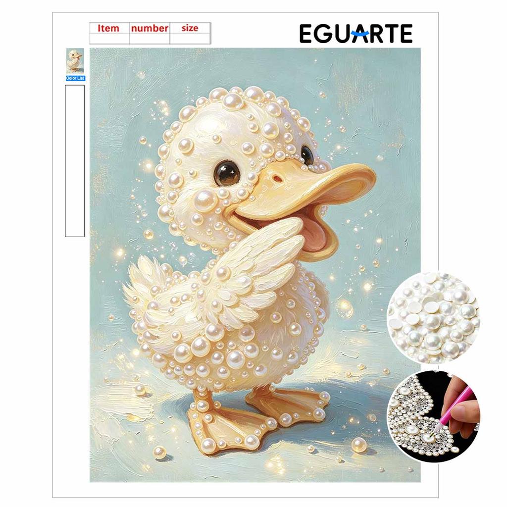 Adorable Little Duck Pattern Framed Pearl Painting Kit DIY 3D Sparkling Bead Canvas Art Relaxing Handmade Craft Perfect Gift for Women