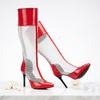 2026 Nouvelles Bottes d'Été en Maille Rouge pour Femme Hautes jusqu'au Genou Bout Pointu Talons Aiguilles Tenue de Soirée Clubwear Chaussures Femme Grande Taille 43 46 48