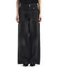 Teulimingbeodeu Raw Cut Belt-Line Brushed Denim Pants [ Black ]