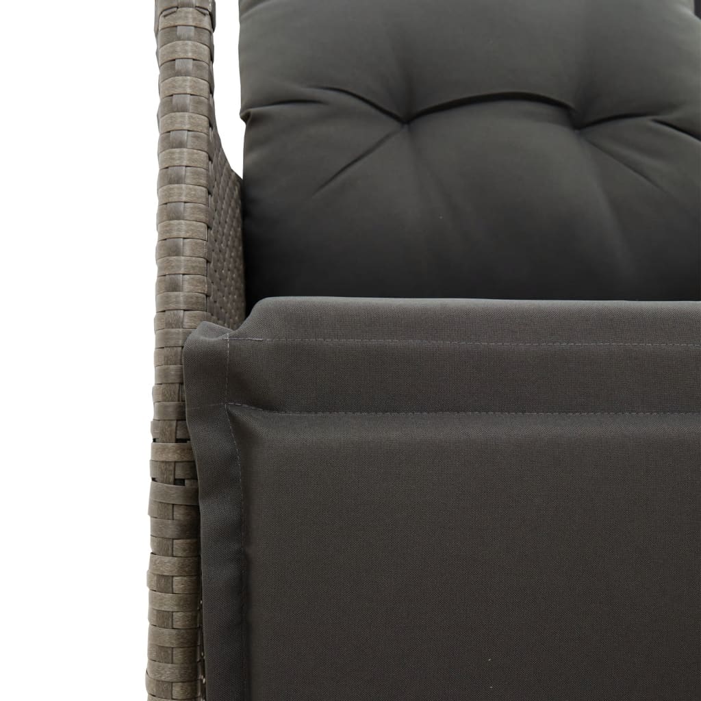 Garden Sofa 2 Seater Adjustable with Table Grey Poly Rattan