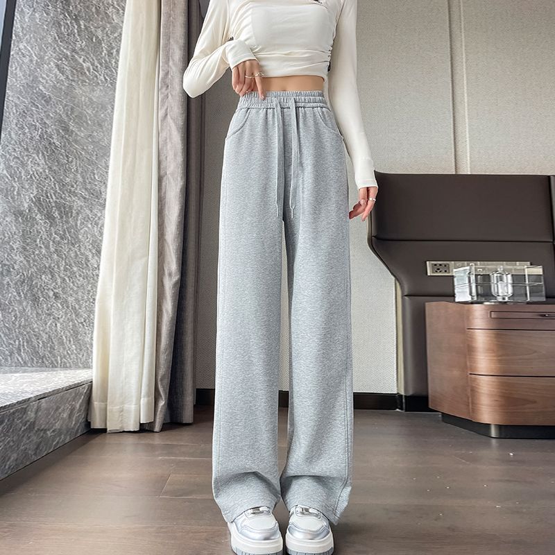 Narrow Banana Wide-leg Pants for Women, Spring and Autumn Straight Leg, Autumn and Winter Fleece Casual Sportswear