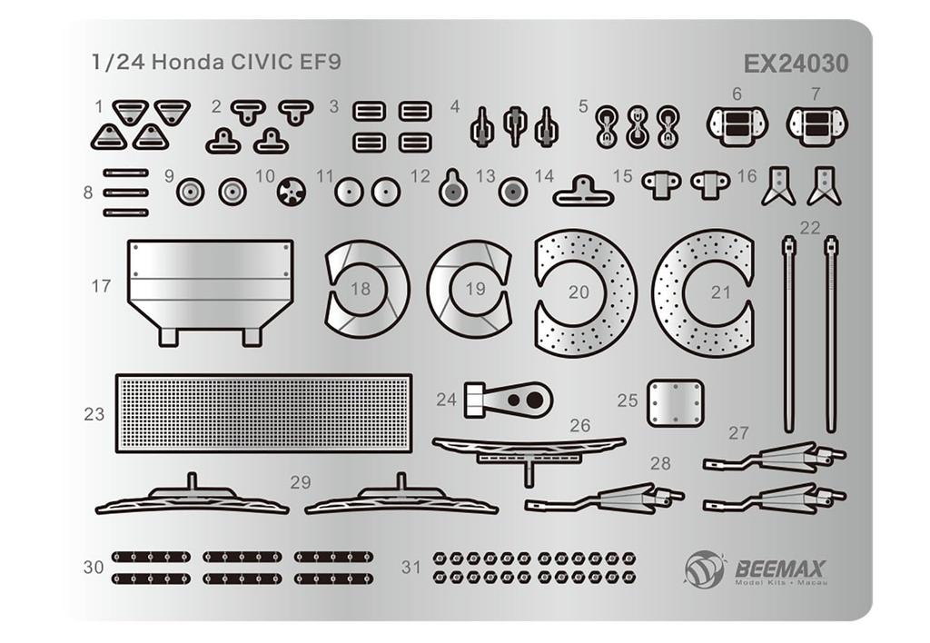 Series Honda Civic 1991 JTC InterTEC Detail Up Parts Plastic Model Parts EX24030 PLATZ/BEEMAX 1/24 EF-9 Gr.A