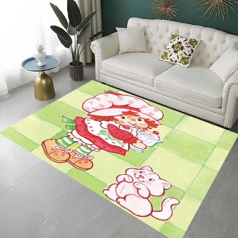 S-Strawberry-Pink girl Floor Mat Hallway Mat Kids Room Bedroom Decoration Balcony Anti-Slip Doormat Living Room Home Decor
