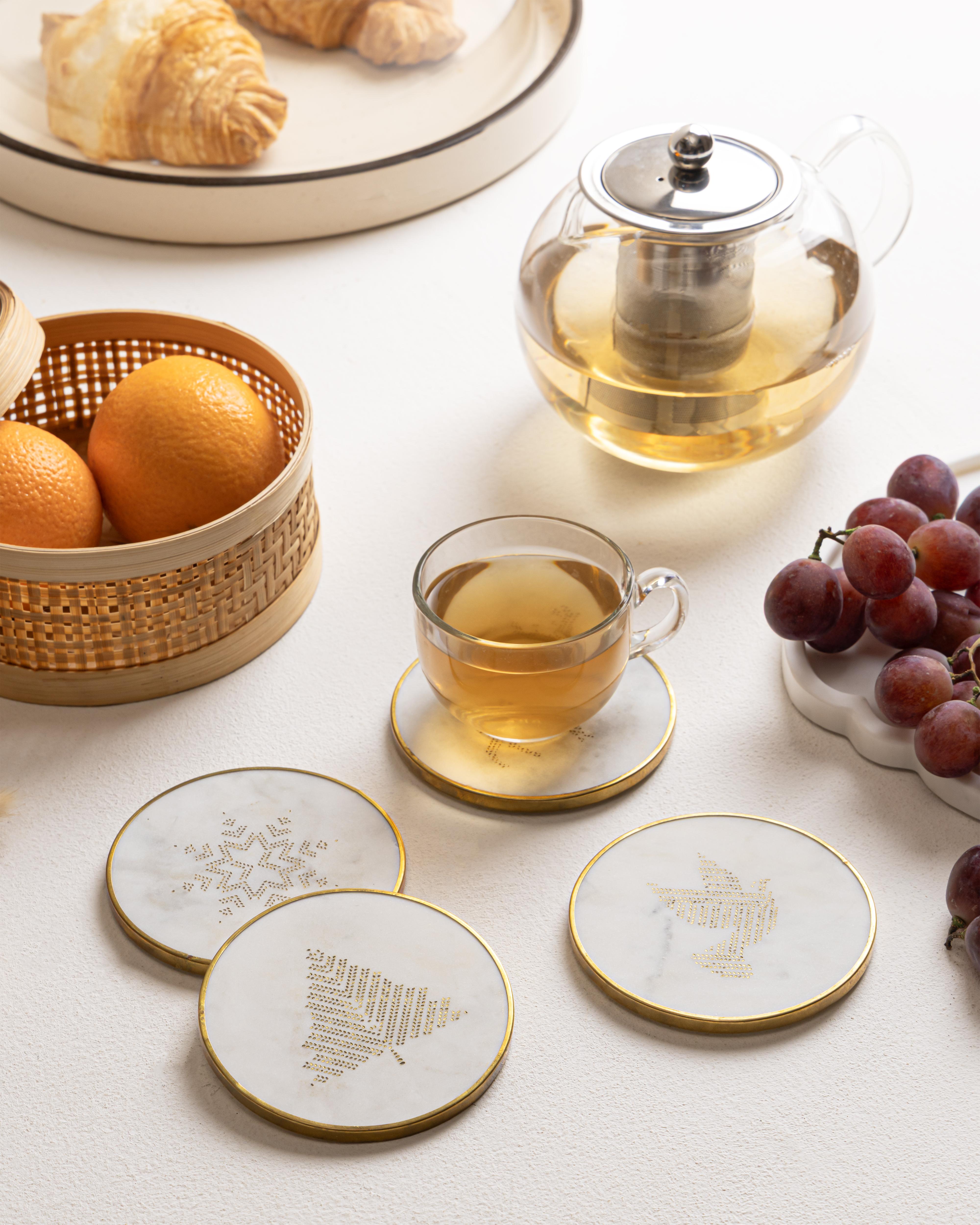 

Marble Coasters brass Christmas Theme