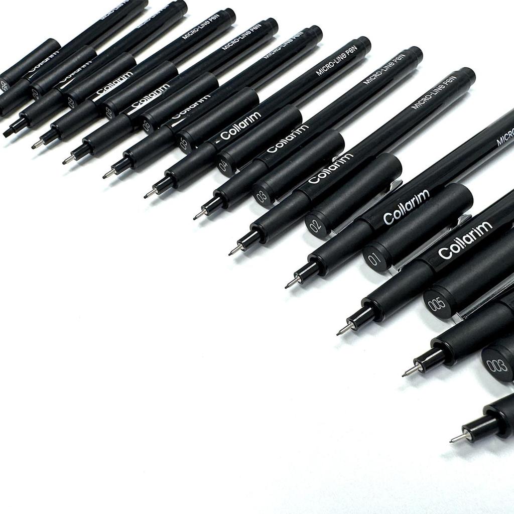 Professional Black Fineliner Pens Set - 12 Sizes (0.03mm - 2.0mm) - Archival Ink for Drawing & Sketching