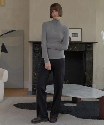 Peulleibu Easy Half Elasitc Waistband Pants_Black