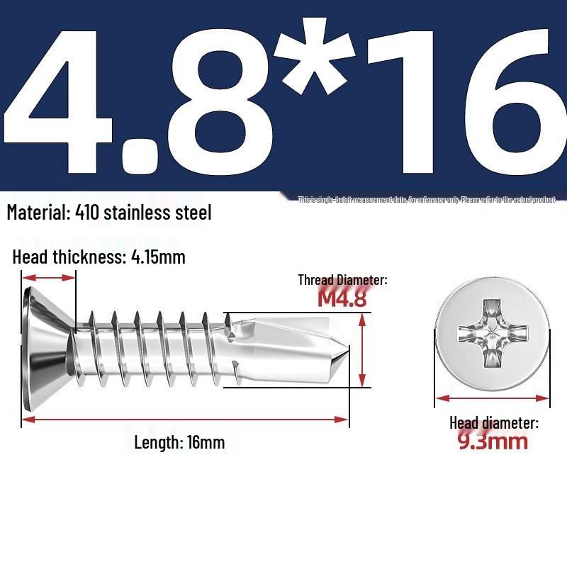 410 Stainless Steel Self-Drilling Flat Head Cross Countersunk Swallowtail Screws