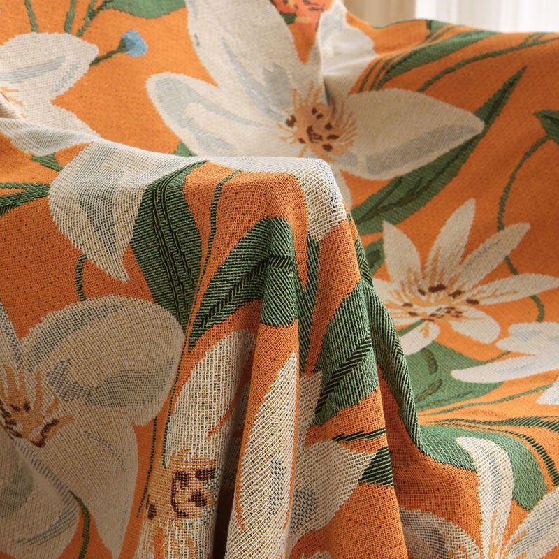 Tulip Single Sofa Throw, Two-Seater Sofa Cover, Small Round Tablecloth, Vintage Coffee Table Cover, Bedspread
