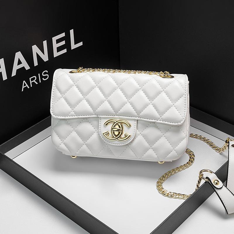 Genuine leather rhombus chain bag trendy versatile high-end sheep pattern large-capacity messenger bag new