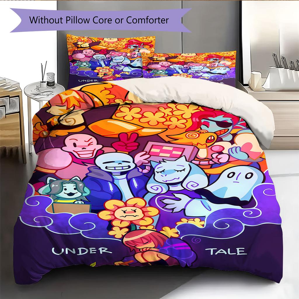 Deltarune Legame Coraggioso Set Copripiumino Trapuntato Federa Decorazione per la Casa Regalo di Compleanno (1 * copripiumino + 2 * federa, senza nucleo)