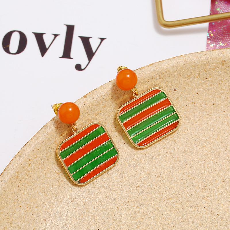 Acrylic Geometric Color Drip Oil Pendant Earrings for Women