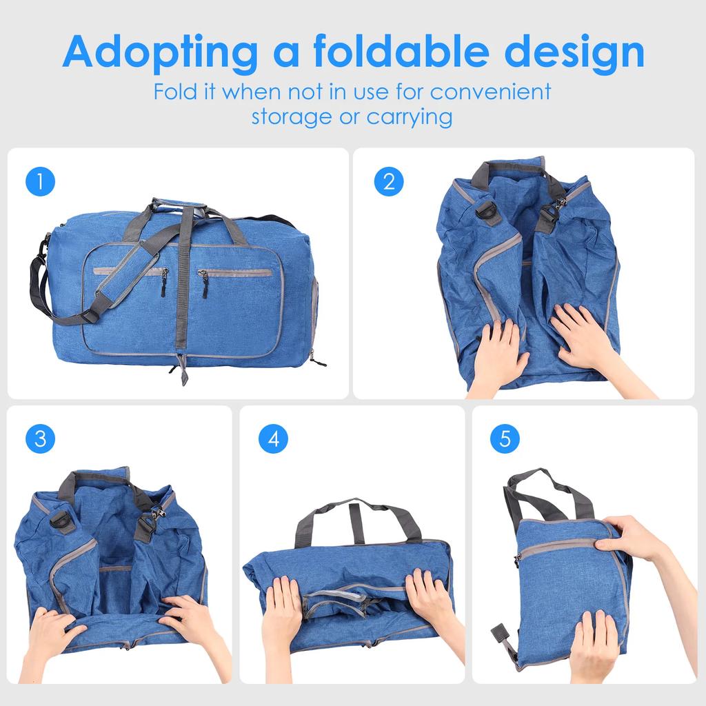 65L Foldable Travel Bag Nylon Waterproof Large Capacity Luggage Duffel Bag For Men Women Outdoor,Camping,Fishing,Gym Fitness Bag