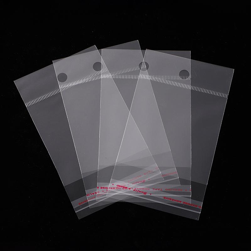 100Pcs Transparent Self Adhesive Packaging Bag Plastic Hanging Opp Pouches Seal Gift Bags For Jewelry Display Retail Packing