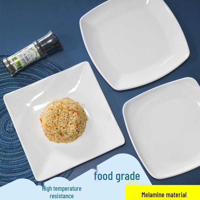 White Square Melamine Dinner Plate