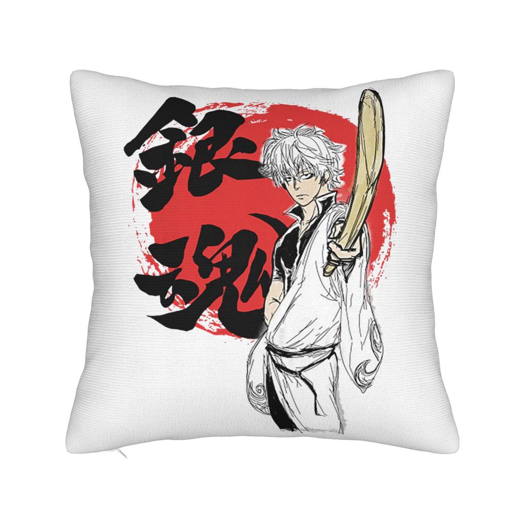 Gintoki Cool Pillowcase Printed Polyester Cushion Cover Gift Gintama Anime Japan Throw Pillow Case Cover Home Drop Shipping 18''