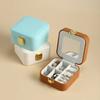 PU Leather Portable Double Layer Jewelry Storage Box with Mirror Earrings Ring Makeup Box