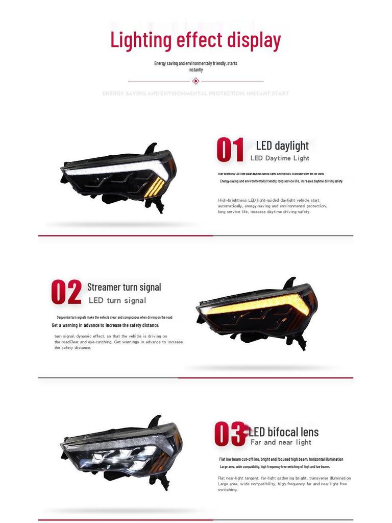 Toyota 4Runner 14-20 Headlight Assembly with LED Daytime Running Lights & Sequential Turn Signal