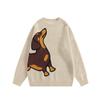 Knitted Sweater With Cartoon Dog Jacquard Unisex Loose Fit Crew Neck Pullover Fall 2027