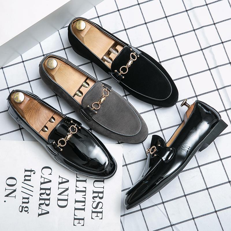 Mens Formal Shoes 2024 Fashion Patent Suede Leather Dress Shoes for Men Spring Autumn Brand Business Office Wedding Footwear Man