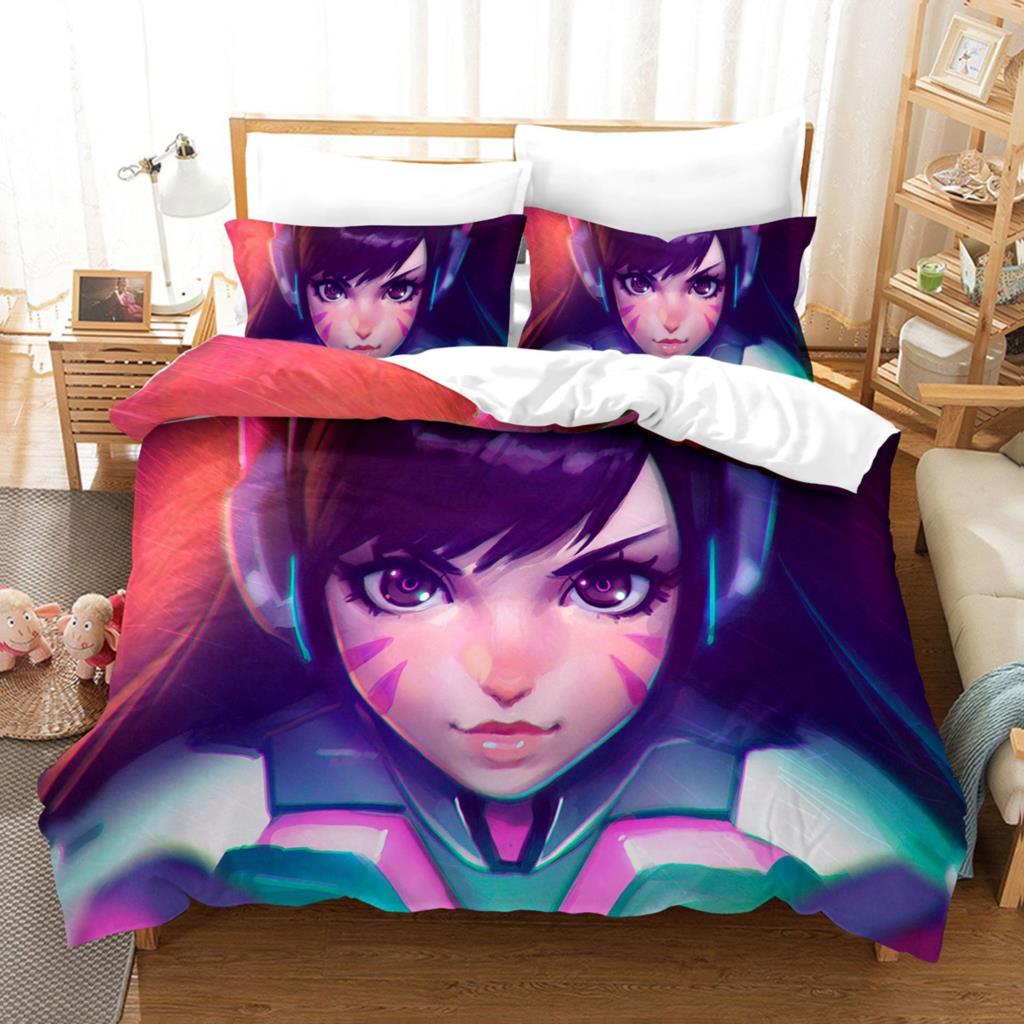 3D tisk Anime Overwatch Widowmaker Povlečení Potah na postel Povlak na polštář 3 ks Cartoon Anime Postava Povlak na přikrývku Pro kluky Královská velikost
