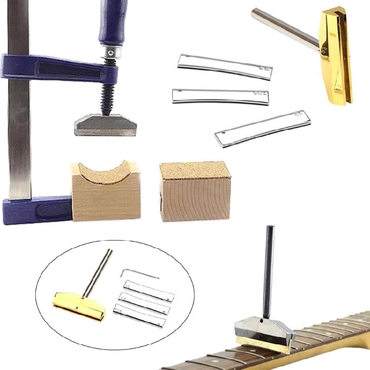Fretboard Press Caul and Radian Fret Inserts with Wrench Luthiers Repair Tool