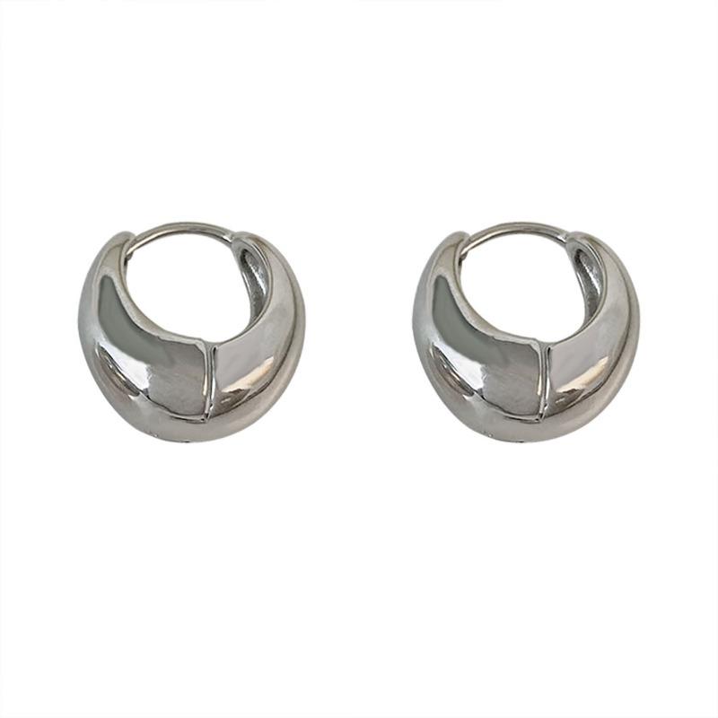 Vintage Smooth Metal U Shaped Geometric Oval Hoop Earrings For Women