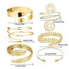 6 Pieces Arm Cuff Upper Arm Band Cuff Bracelet Bangle for Women Silver Gold Adjustable Armband Set