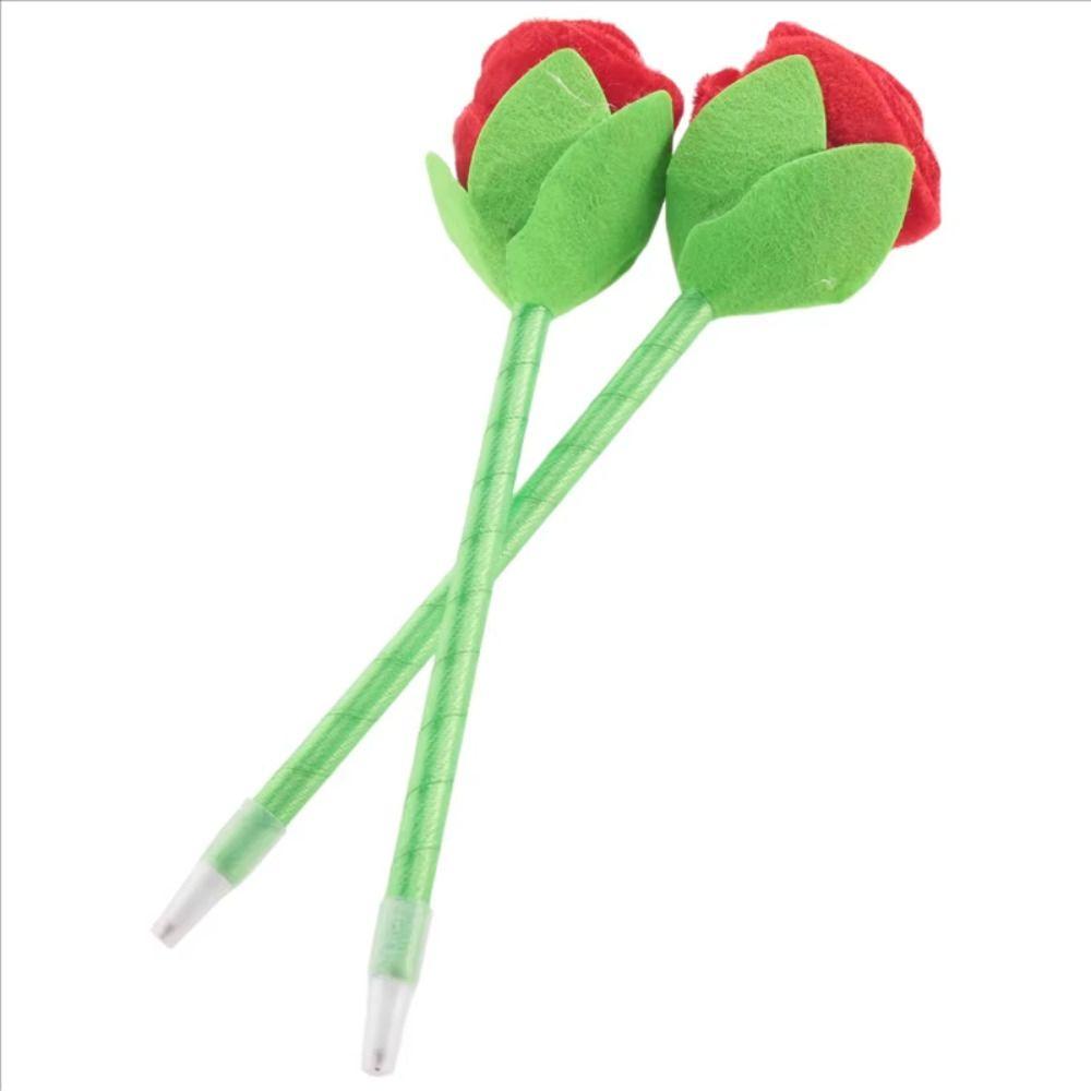 Smooth Writing Cute Cartoon Design Pens Valentine's Day Stuffed Rose Pens  Office Supplies