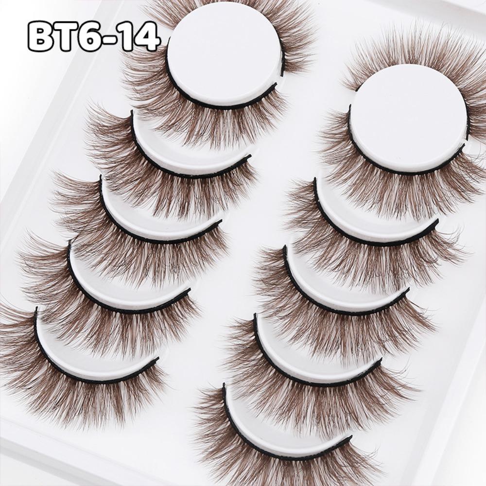 6 Pairs 3D Faux Mink False Eyelashes Black Band Eye Lashes Handmade Lashes Eyelash Extension