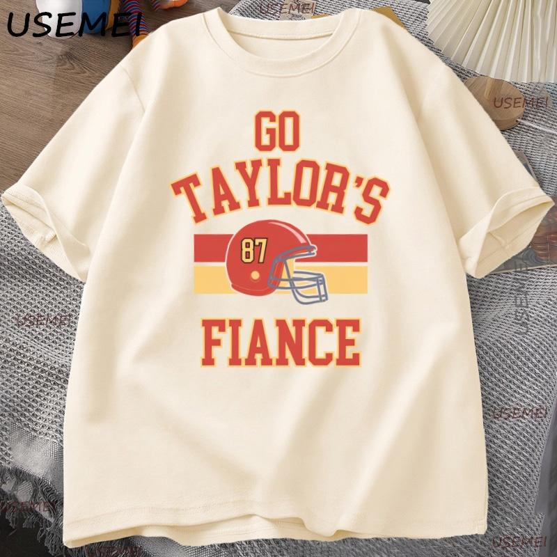 Go Taylors Fiance Tshirt Chiefs Football T Shirt Unisex Causul Cotton Short Sleeve Fashion Tshirt Loose Tops Unisex Clothing Tops