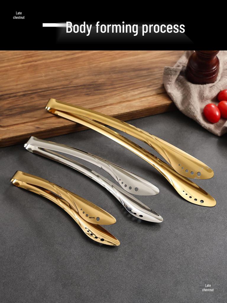 Korean Style Stainless Steel BBQ and Cooking Tongs for Grilling, Buffets, Hot Pot, and Dessert.