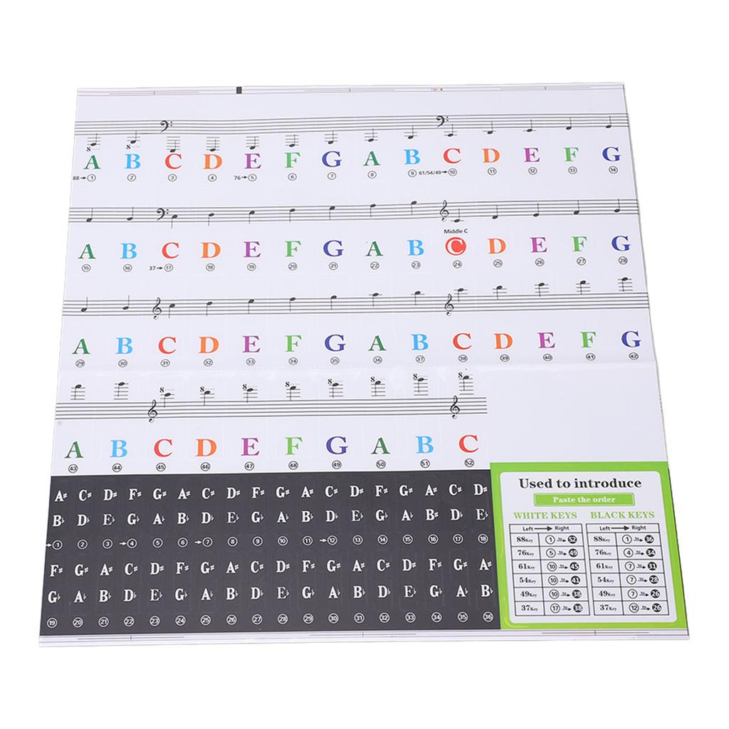 Etichete Autocolante Tastatură Pian Litere Note Mari Detașabile pentru 37 49 54 61 76 88 Taste