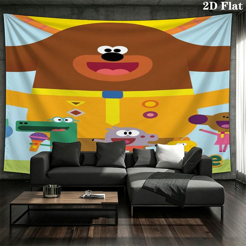 Hey Duggee Custom Name Wall Tapestry Aesthetic Wall Hanging Printed Fabric Blanket Decorative Tapestries for Bedroom Living Room Home Decor