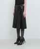 Yunse Four Leather Wide Pleated Skirt (Cracked Black)