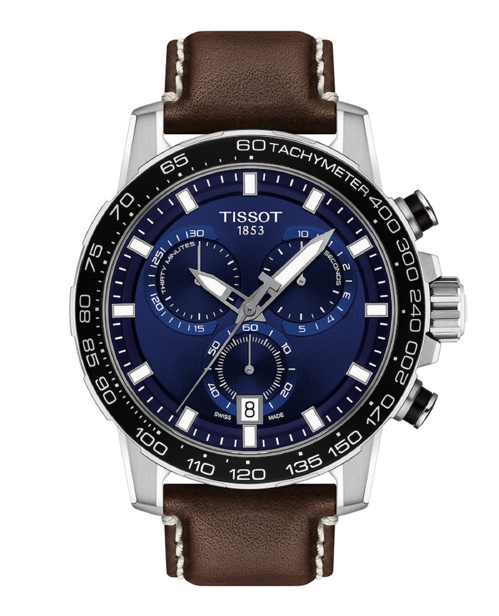 

TISSOT Super Sport Chronograph Watch, Men s, Blue Dial, Leather Strap, T1256171604100, Officially Imported