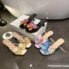 Fashion Butterfly Flower Sandals Slippers for Women 2025 New Summer French Fine Heel Sexy Open Toed High Heels Shoes