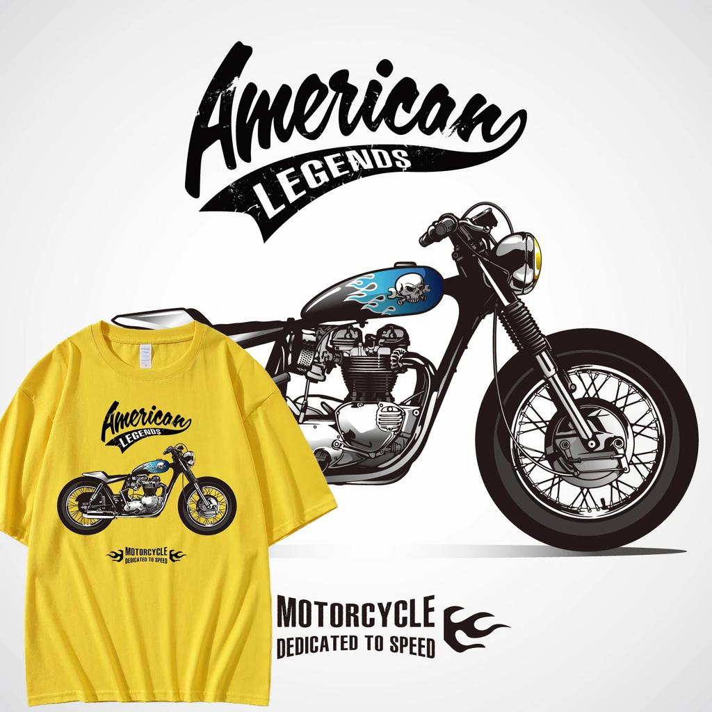 Men's T-shirt motorcycle printed T-shirt hip-hop street top streetwear vintage t shirt cotton Retro Motorcycle Plus size T-shirt