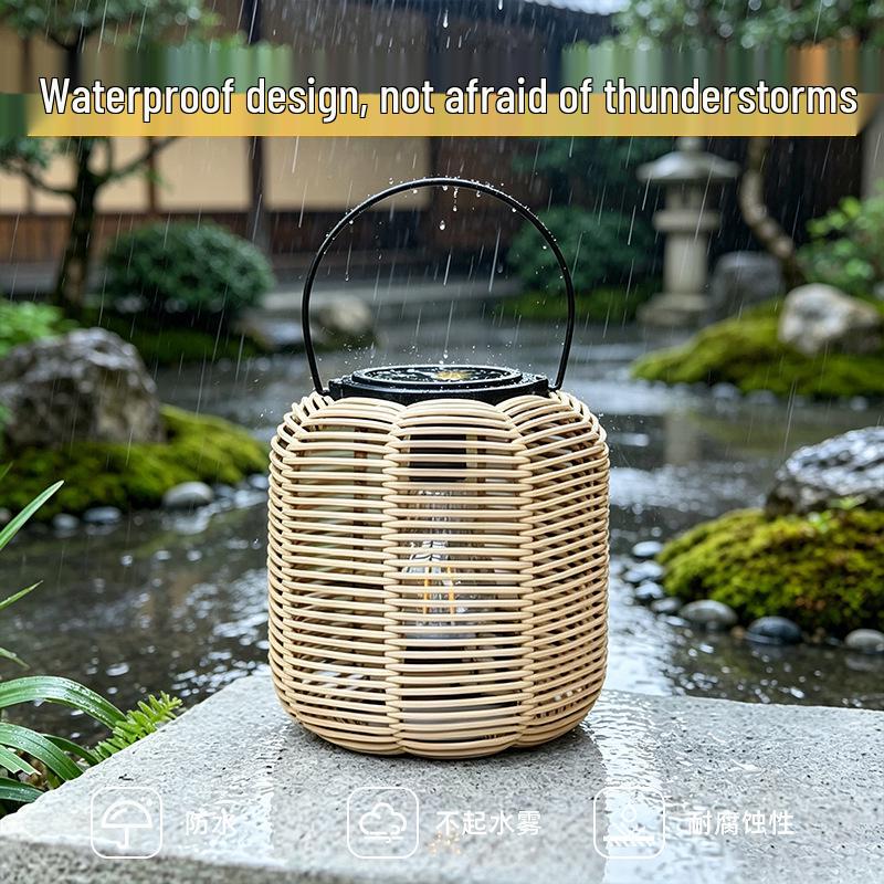 Outdoor Waterproof Solar Bamboo-Style Lantern: Chinese-Inspired Patio and Garden Decoration