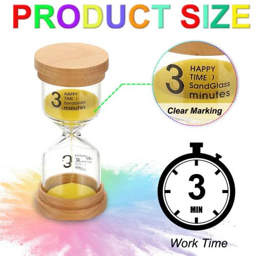 PATIKIL 3-Minute Hourglass, Wooden and High Borosilicate Glass Hourglass, Yellow