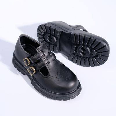 Girls' 2026 Brown Mary Jane Leather Shoes: Breathable, Wear-Resistant, Thick Sole, Buckle Strap, Casual Campus Footwear