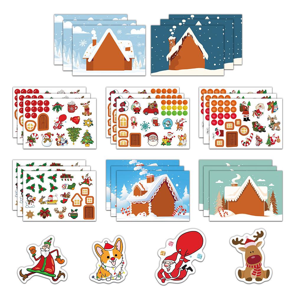 Christmas Toy Jigsaw Puzzle Stickers, Cartoon Santa Face-changing Stickers, Waterproof Decal Stickers
