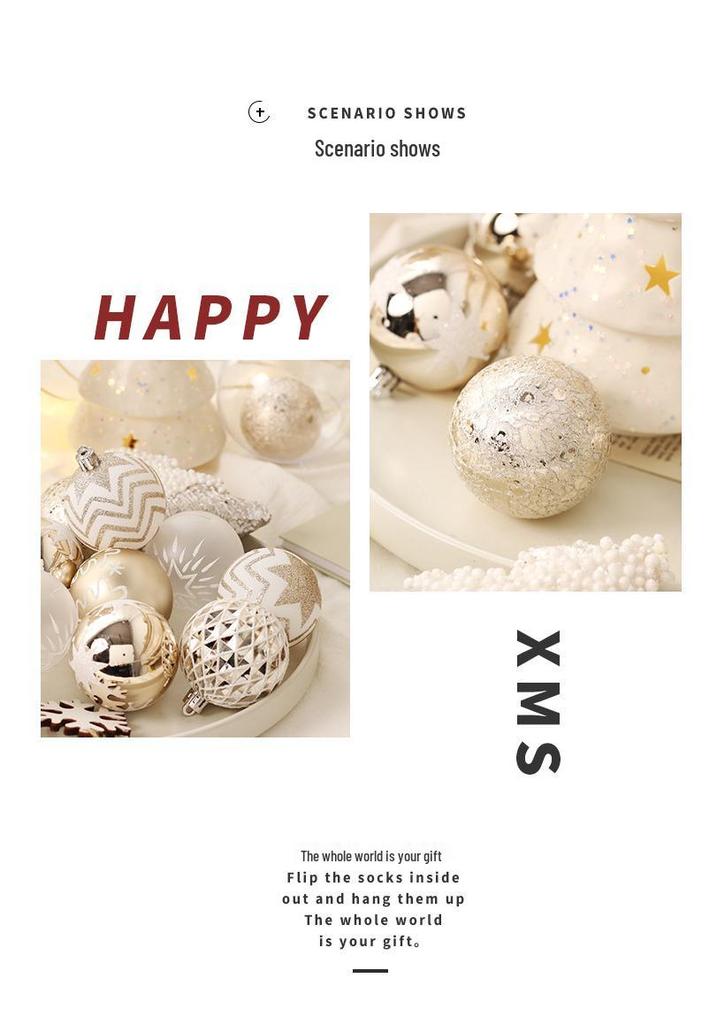 16-Piece Champagne Gold & White Christmas Ornament Set - Tree & Home Décor