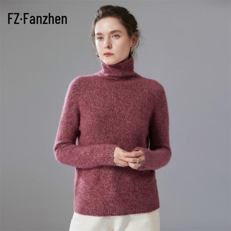 Fanzhen Damen Pullover mit Rollkragen aus dicker Kaschmir-Mischung