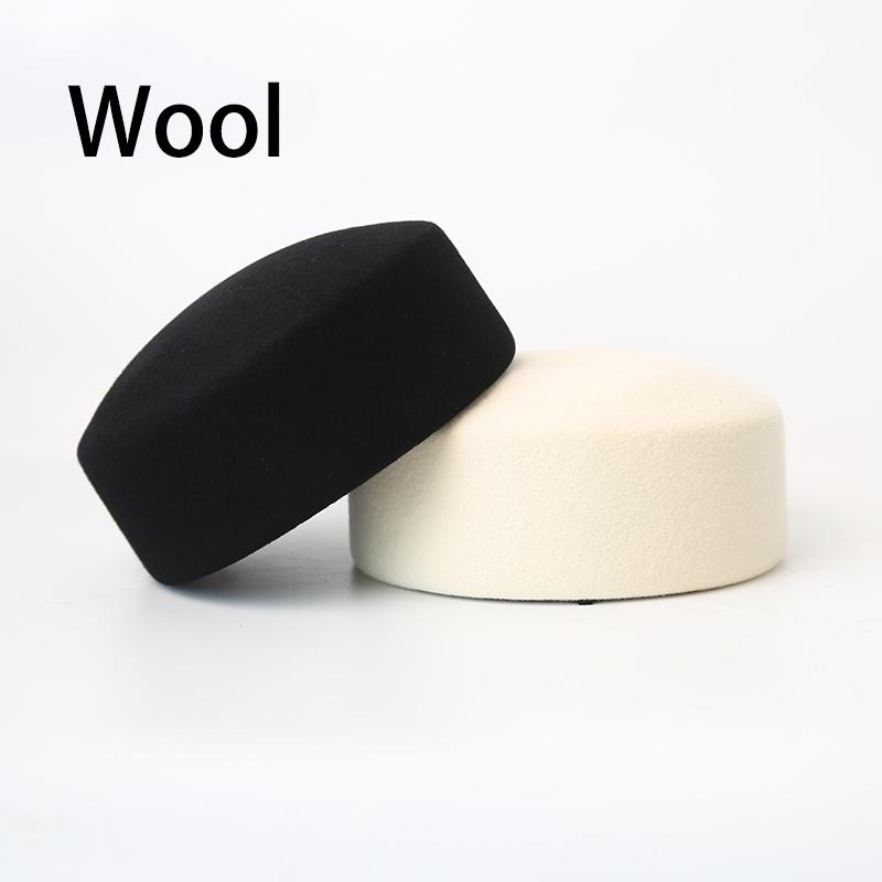 Kurzrand Flacher Wollfilz Barett INS Mode Pillbox Hut Damen Französisch Elegant Fedoras Matrosenhut Kapitänskappe Damen Bert Hart