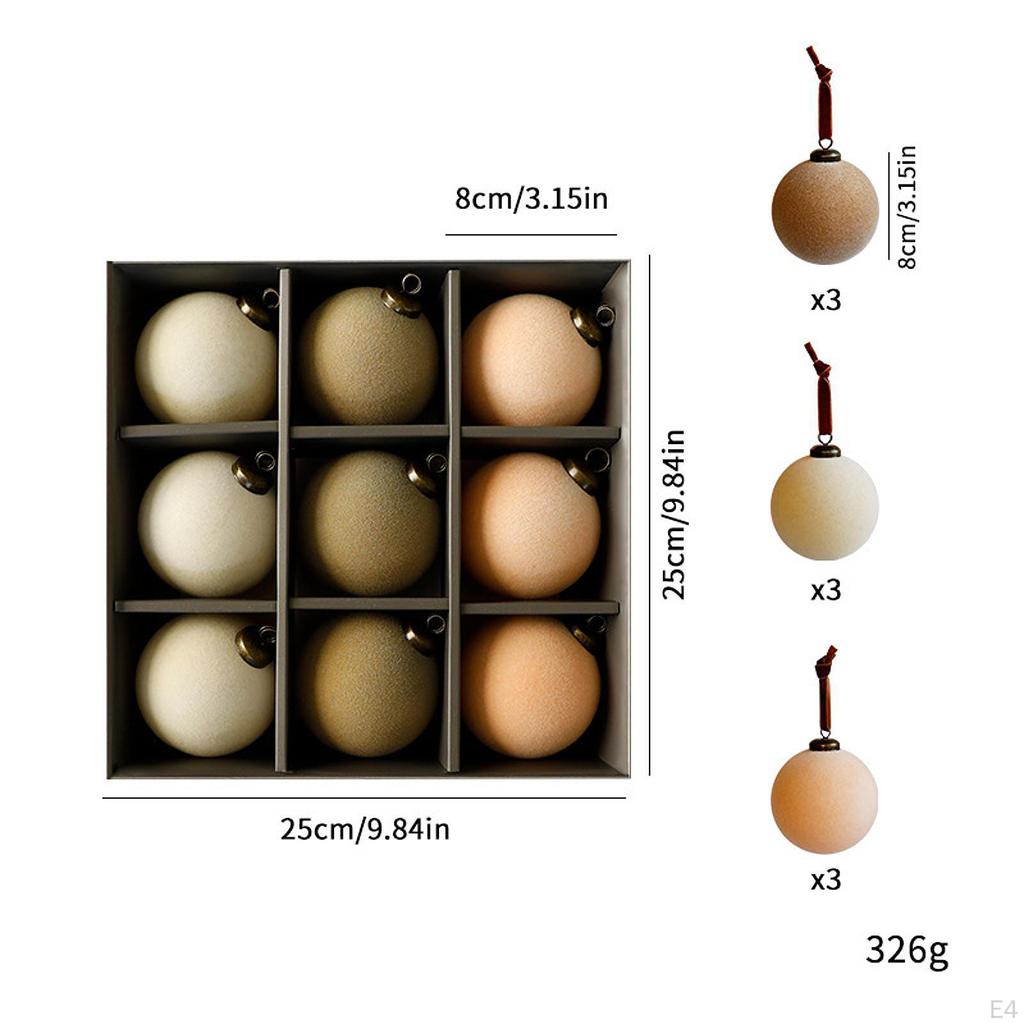 9 Piece Set of Christmas Tree Ornaments for Holiday Decor