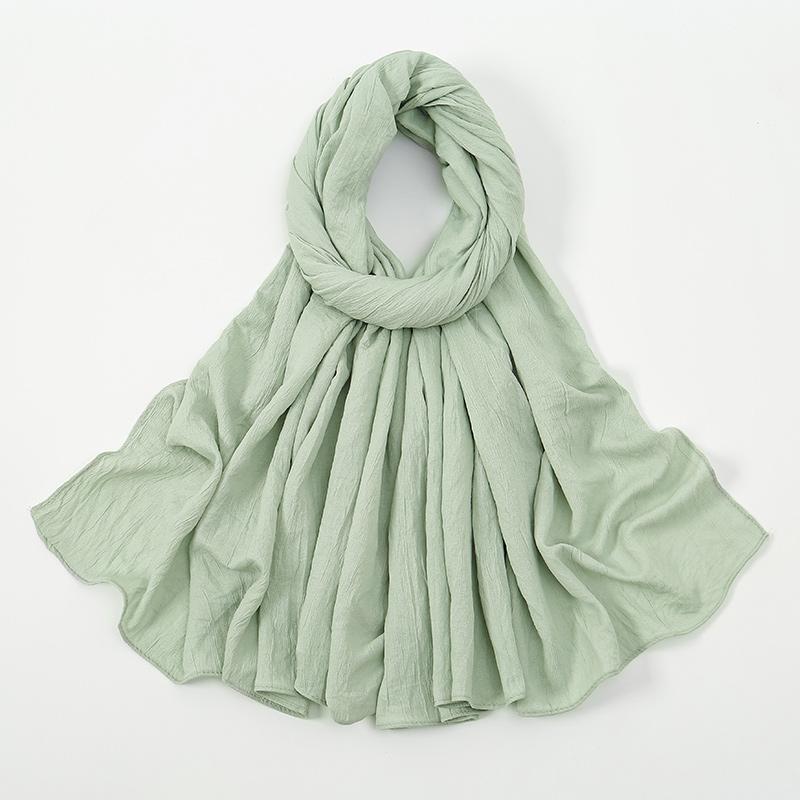 New Muslim Hijabs For Women Scarf Plain Long Shawls Femme Musulman Soft Crinkle Cotton Headscarf Wraps Islamic Turban Headband