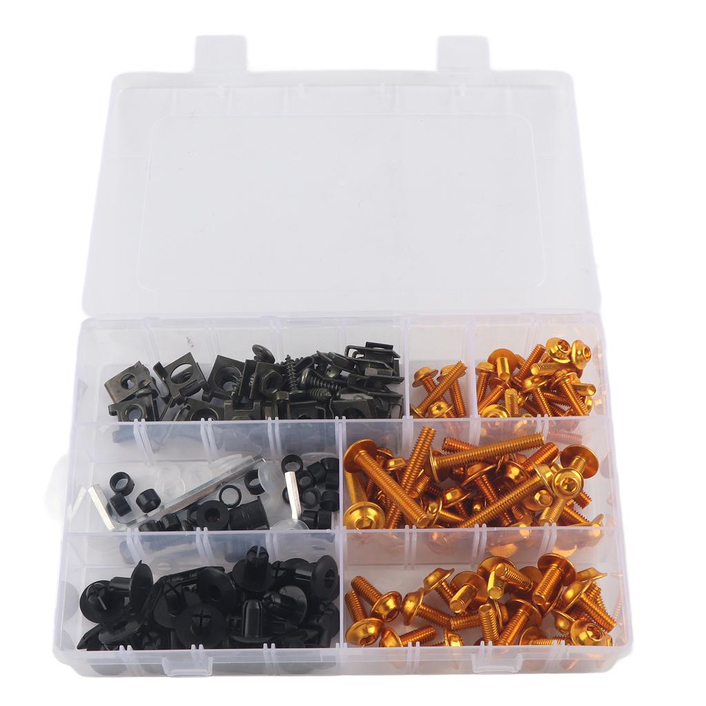 198PcsSet Windscreen Fairing Screws M5 M6 Bolts Kit Motorcycle AccessoryGolden
