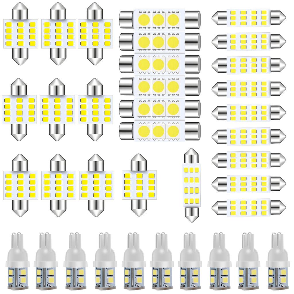 20/24/36Pcs LED Car Interior Lights 6500K 150LM Car LED Bulb Kit T10 31mm 42mm LED Dome Light Car Interior Replacement Bulbs