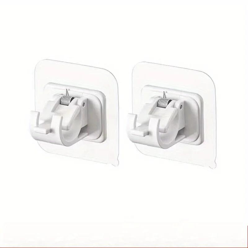 10pcs No-Drill Adhesive Curtain Rod Holders - Self-Adhesive Wall Mount Brackets for Home and Hotel, Universal  Non-Electric Use